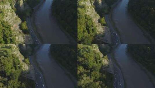 航拍埃文河旁公路高清在线视频素材下载