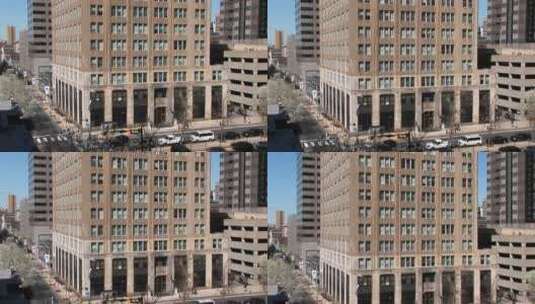 一栋较旧的高层办公楼从下往上拍摄高清在线视频素材下载