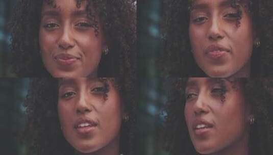 黑人女孩的脸部表情特写高清在线视频素材下载