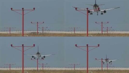 飞机降落到跑道上高清在线视频素材下载