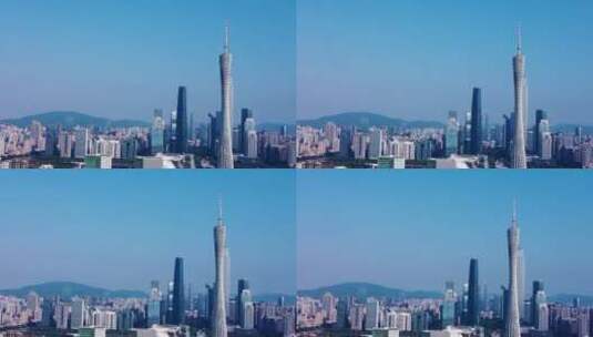 广东省广州市市中心CBD天际线航拍高清在线视频素材下载