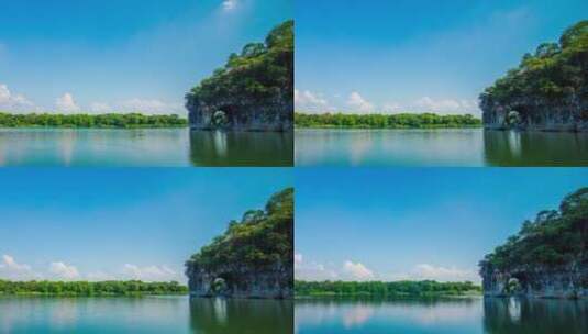 广西桂林地标象鼻山象山水月高清在线视频素材下载