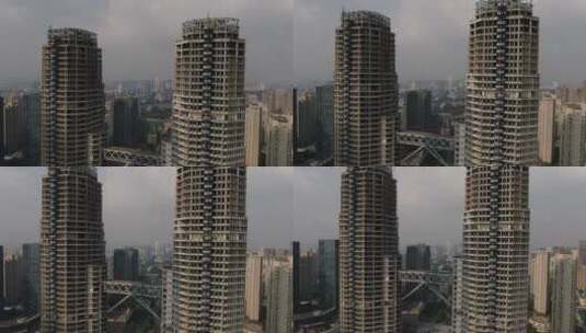 航拍绍兴城市建筑高楼高清在线视频素材下载
