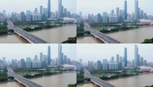 广州城市天际线与桥梁高清在线视频素材下载
