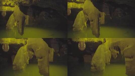 喀斯特充水溶洞中的钟乳石LOG高清在线视频素材下载