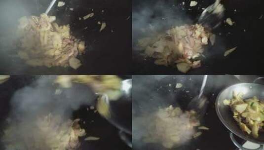 竹笋炒肉美食高清在线视频素材下载