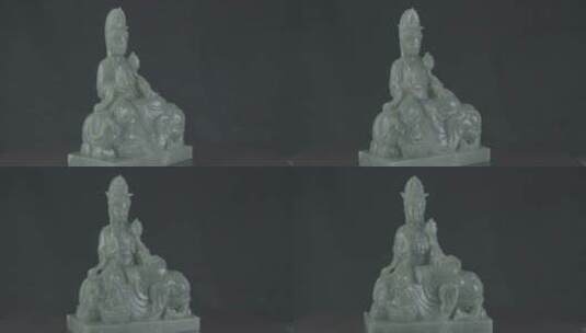 岫玉雕刻作品影棚转台特写展示LOG高清在线视频素材下载