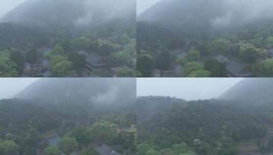 天台山国清寺建筑视频航拍高清在线视频素材下载