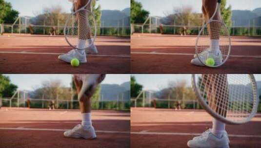 网球运动员在球场上打网球高清在线视频素材下载