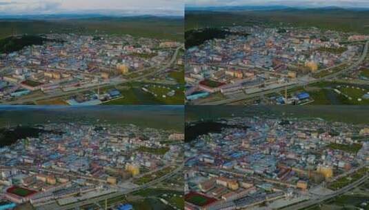 青海阿坝藏族自治州若尔盖县城市风貌高清在线视频素材下载