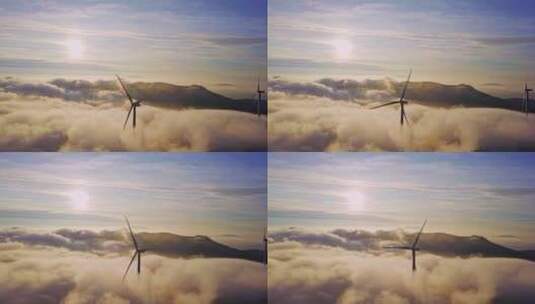 江西高山风力发电机群高清在线视频素材下载