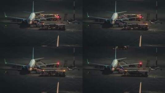 夜间机场飞机上客高清在线视频素材下载