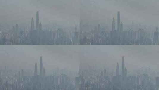 上海陆家嘴三件套雾霾天高清在线视频素材下载