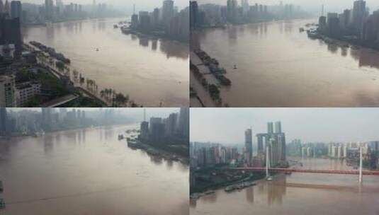 4K重庆2020年洪水水灾航拍素材2高清在线视频素材下载