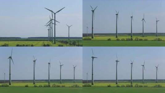 德国柏林 乡村 风力发电风车群 近景 组镜高清在线视频素材下载