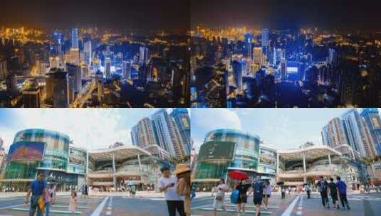 4K重庆观音桥延时摄影宣传片商圈黄昏航拍高清在线视频素材下载