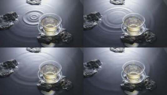水面上的茶杯高清在线视频素材下载