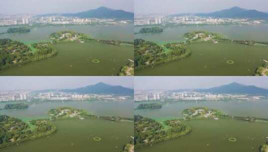 南京玄武湖公园城市风光航拍高清在线视频素材下载