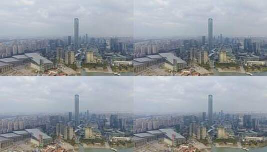 航拍苏州国金中心与苏州博览中心城市建筑高清在线视频素材下载