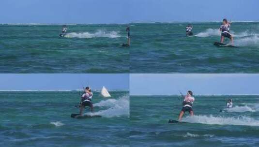 风筝冲浪运动员双向板表演高清在线视频素材下载