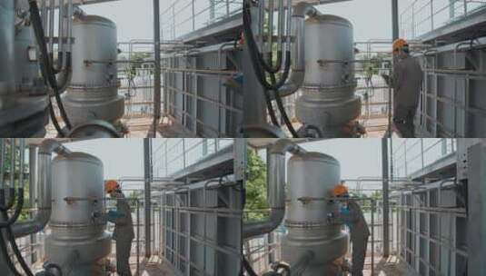 现代工业污水处理厂电筒照射检查系统设备高清在线视频素材下载