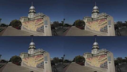 蓝天下的教堂建筑高清在线视频素材下载