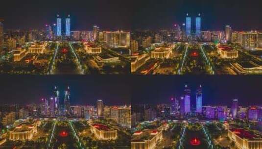 南昌红谷滩行政广场绿地中央广场夜景延时高清在线视频素材下载