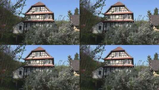 蓝天下的房屋景观高清在线视频素材下载