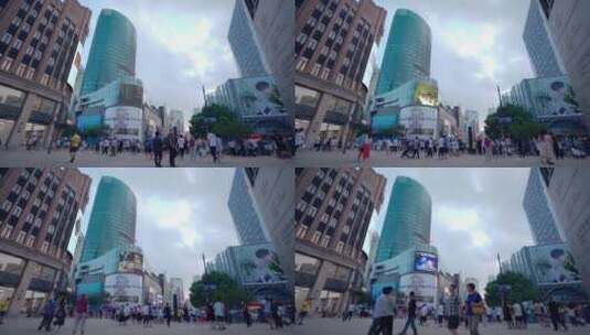 上海南京路步行街人流高清在线视频素材下载