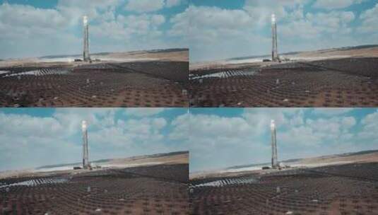 戈壁滩上的光伏发电站高清在线视频素材下载