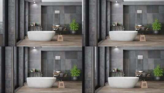 豪华的浴室中摆放的浴缸高清在线视频素材下载