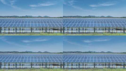 蓝天下水上太阳能发电场延时高清在线视频素材下载