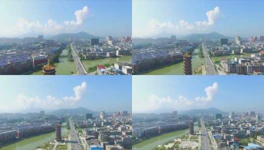 湖北咸宁通城城市航拍高清在线视频素材下载