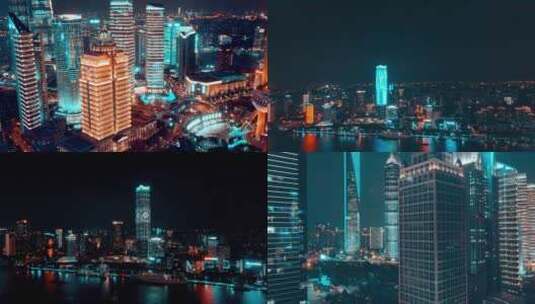 上海夜景延时航拍合集高清在线视频素材下载