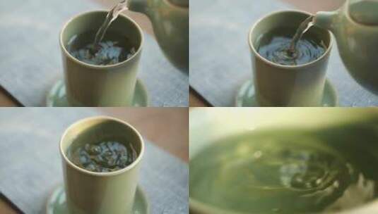 沏茶喝水高清在线视频素材下载
