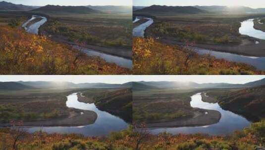 秋景的河与山高清在线视频素材下载
