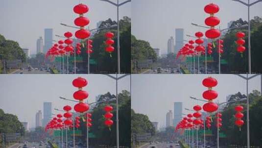 深圳城市春节灯笼装饰过新年高清在线视频素材下载