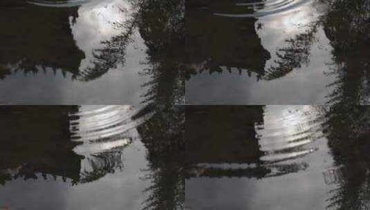 竹子和古建筑水里的倒影高清在线视频素材下载