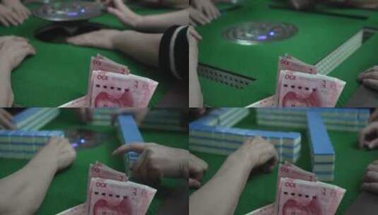 洗牌赌博打麻将高清在线视频素材下载