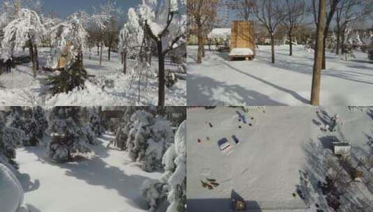 秦岭西府冬季大雪游乐场雪景唯美航拍3高清在线视频素材下载
