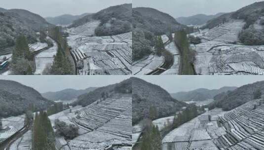 杨梅岭雪景航拍高清在线视频素材下载