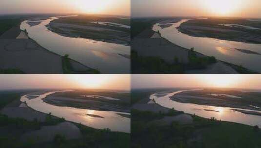 陕西渭河河流落日 河流高清在线视频素材下载