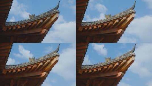 中式传统古建筑屋檐 榫卯结构 飞檐翘角高清在线视频素材下载