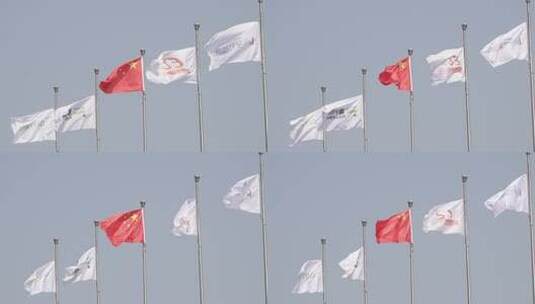 海口复兴城旗帜高清在线视频素材下载