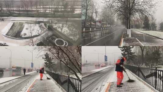 下雪扫雪4k高清在线视频素材下载