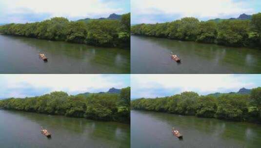 航拍武夷山九曲溪竹筏漂流高清在线视频素材下载