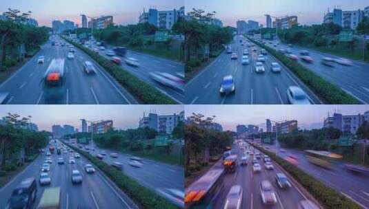 深圳城市公路道路繁忙交通车流灯轨高清在线视频素材下载