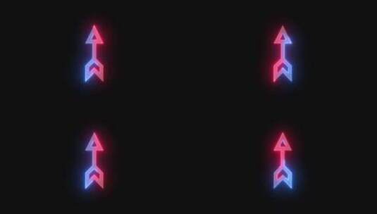 霓虹灯方向箭头图标蓝色红色发光动画黑色背高清在线视频素材下载
