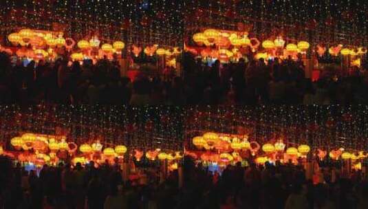 元宵节赏灯的人群游客市民高清在线视频素材下载