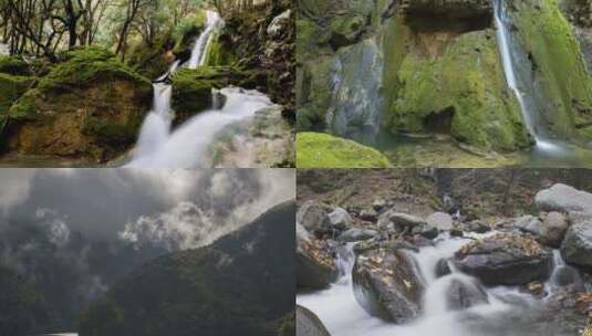 山涧水流瀑布溪流山泉高清在线视频素材下载